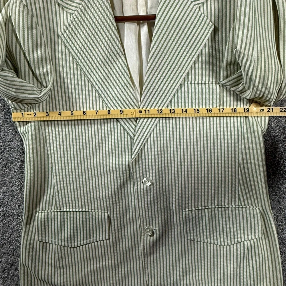 Palm Beach Vintage Mens 42R Blazer Green White Striped Sport Coat